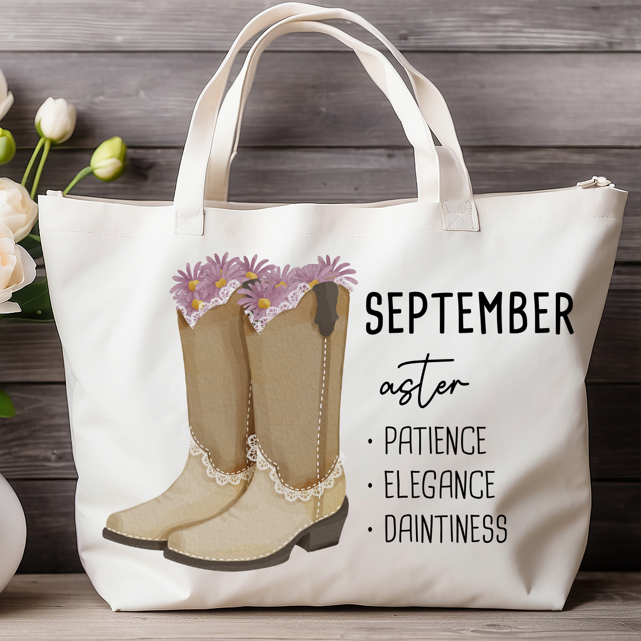 September Bloom & Boot Tote Bag Tote Bag