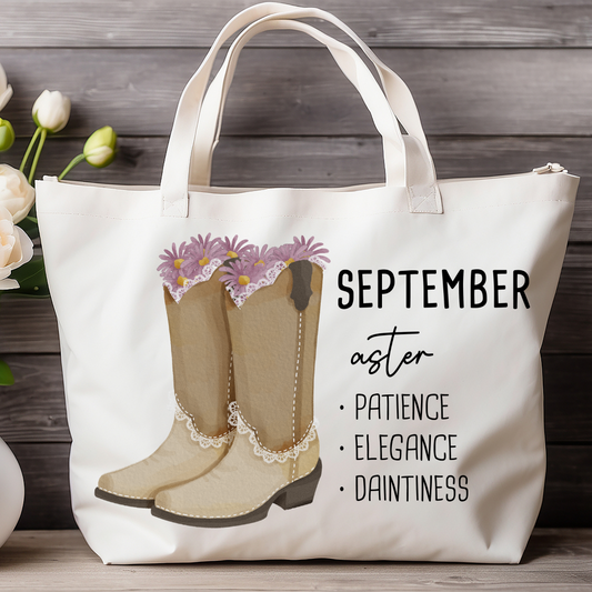 September Bloom & Boot Tote Bag