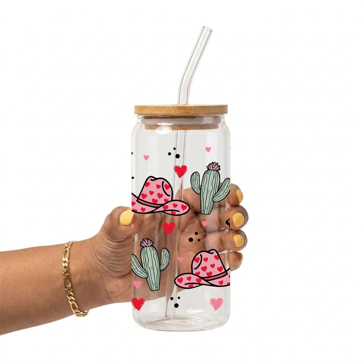 Cowgirl Valentines Glass Cup