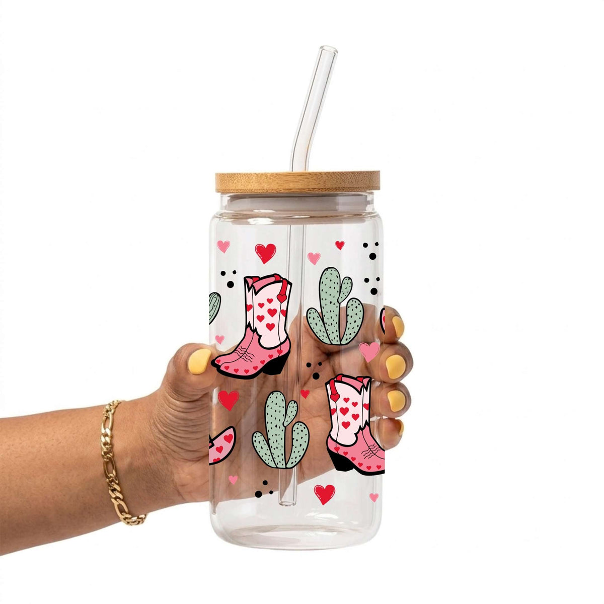 Cowgirl Valentines Glass Cup