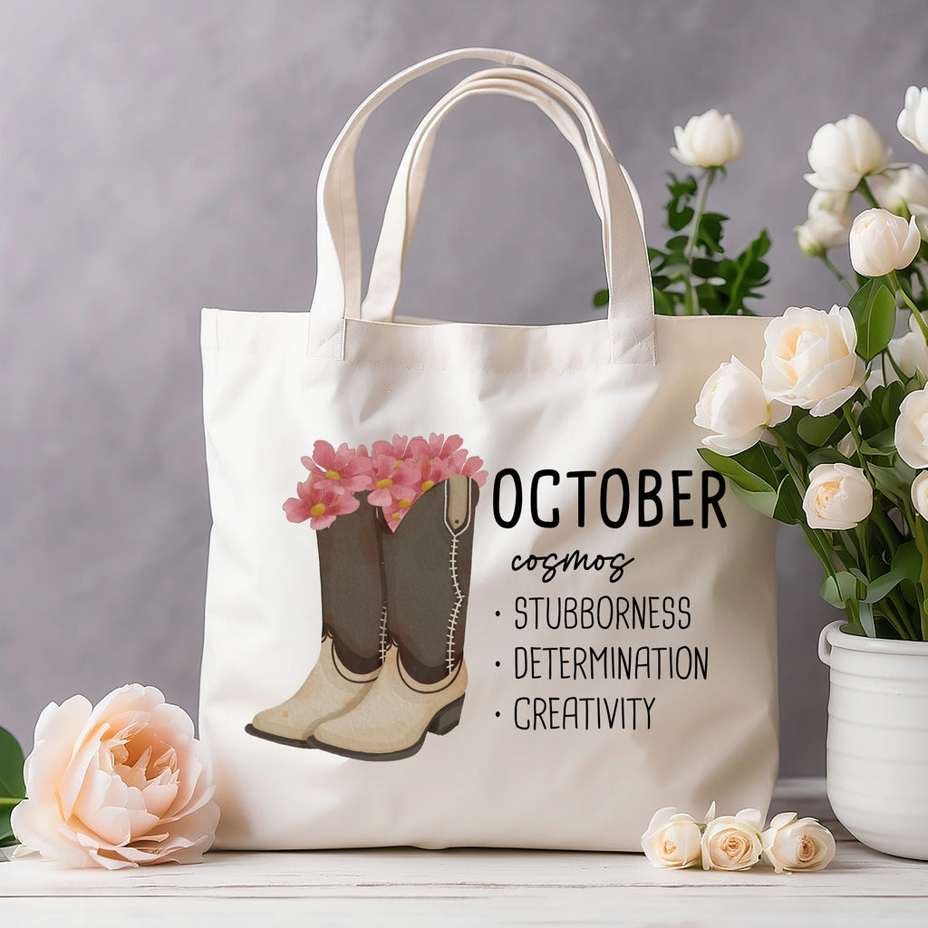 October Bloom & Boot Tote Bag Tote Bag
