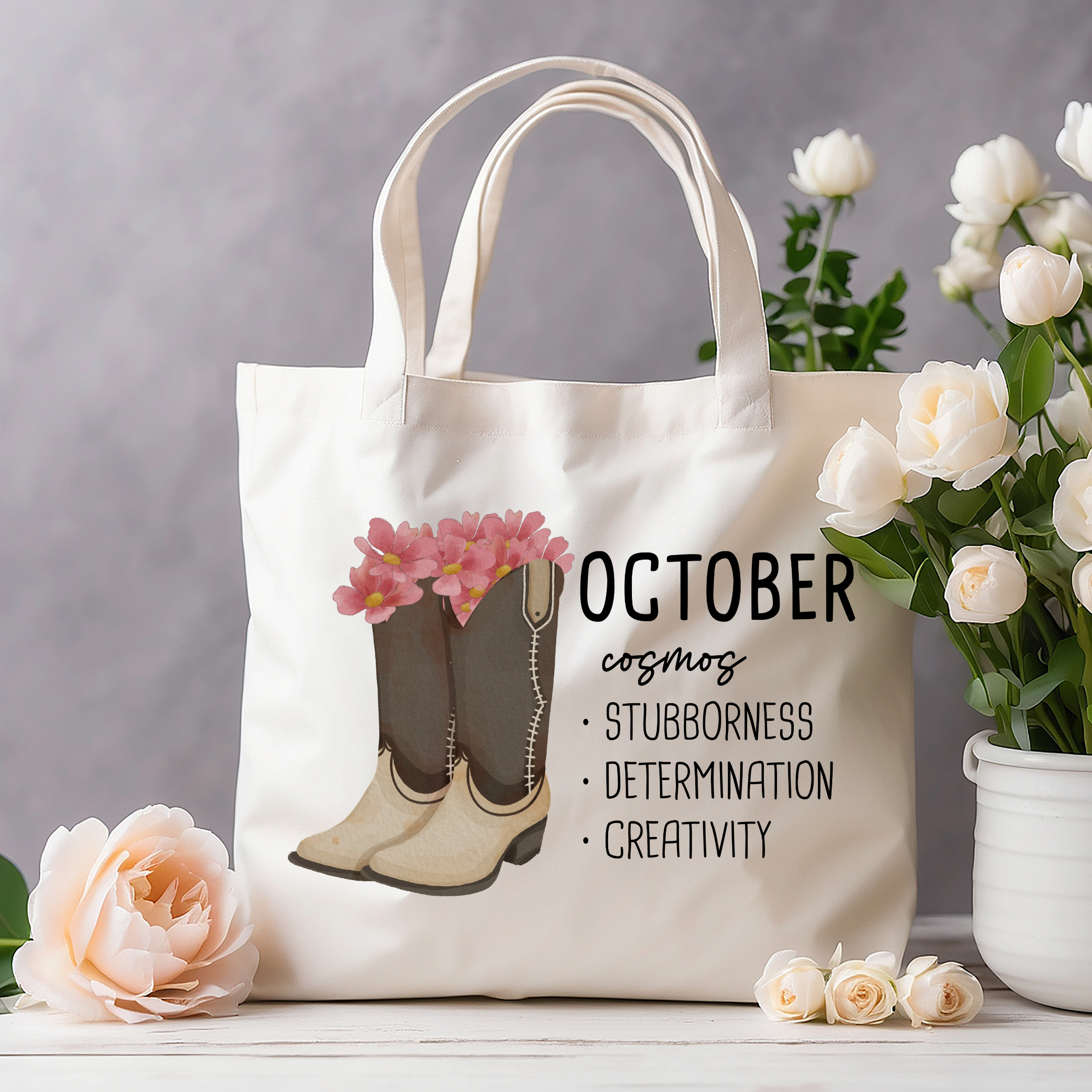 October Bloom & Boot Tote Bag Tote Bag