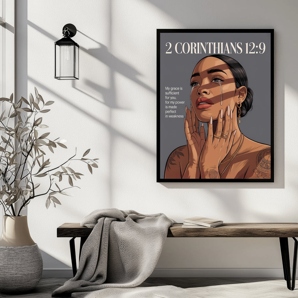 2 Corinthians 12:9 – My Grace Is Sufficient Christian Wall Art Print