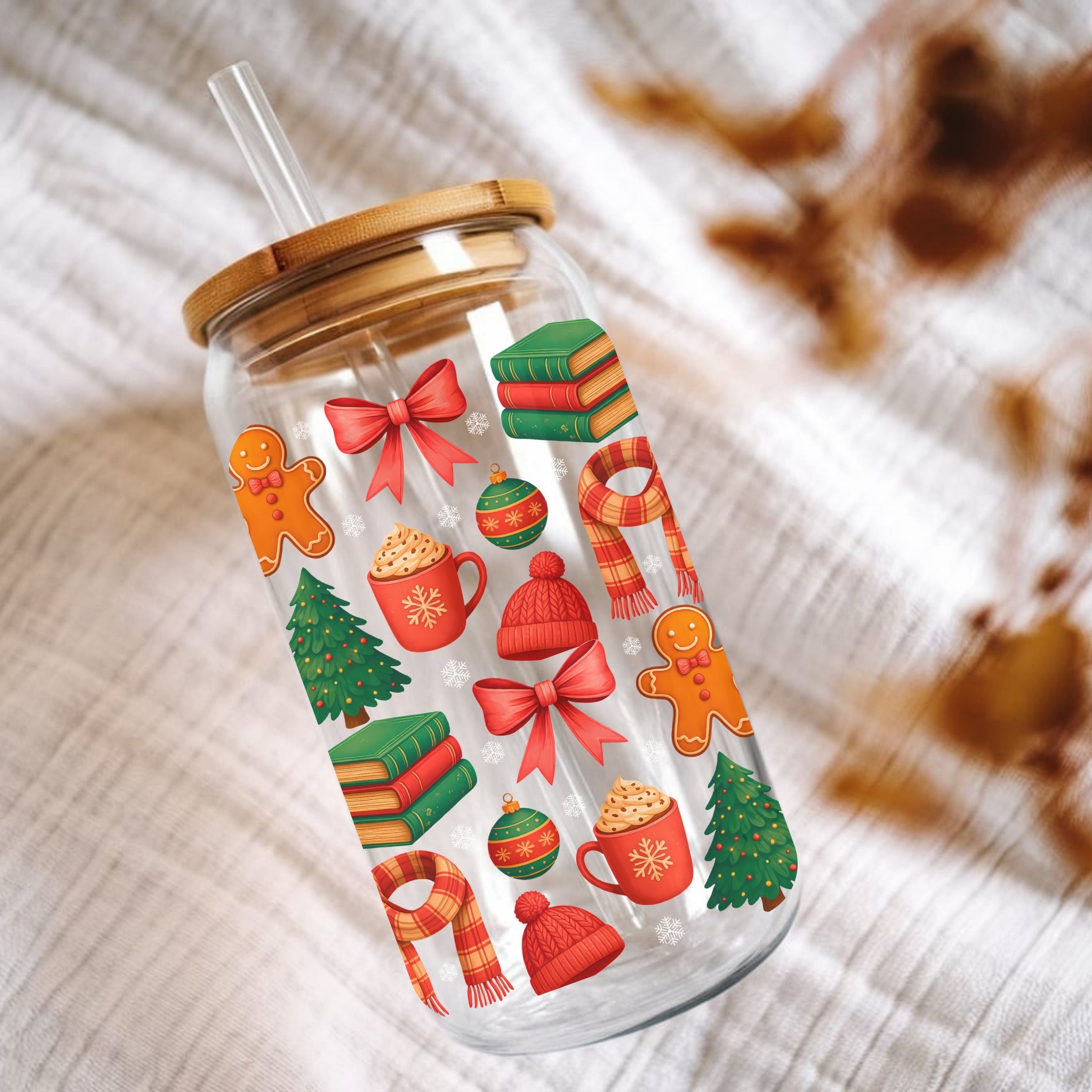 All Booked For Christmas Cup With Lid And Straw