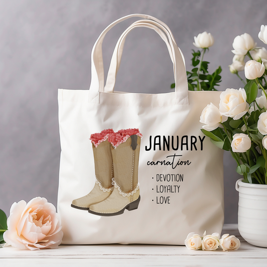 January Bloom & Boot Tote Bag