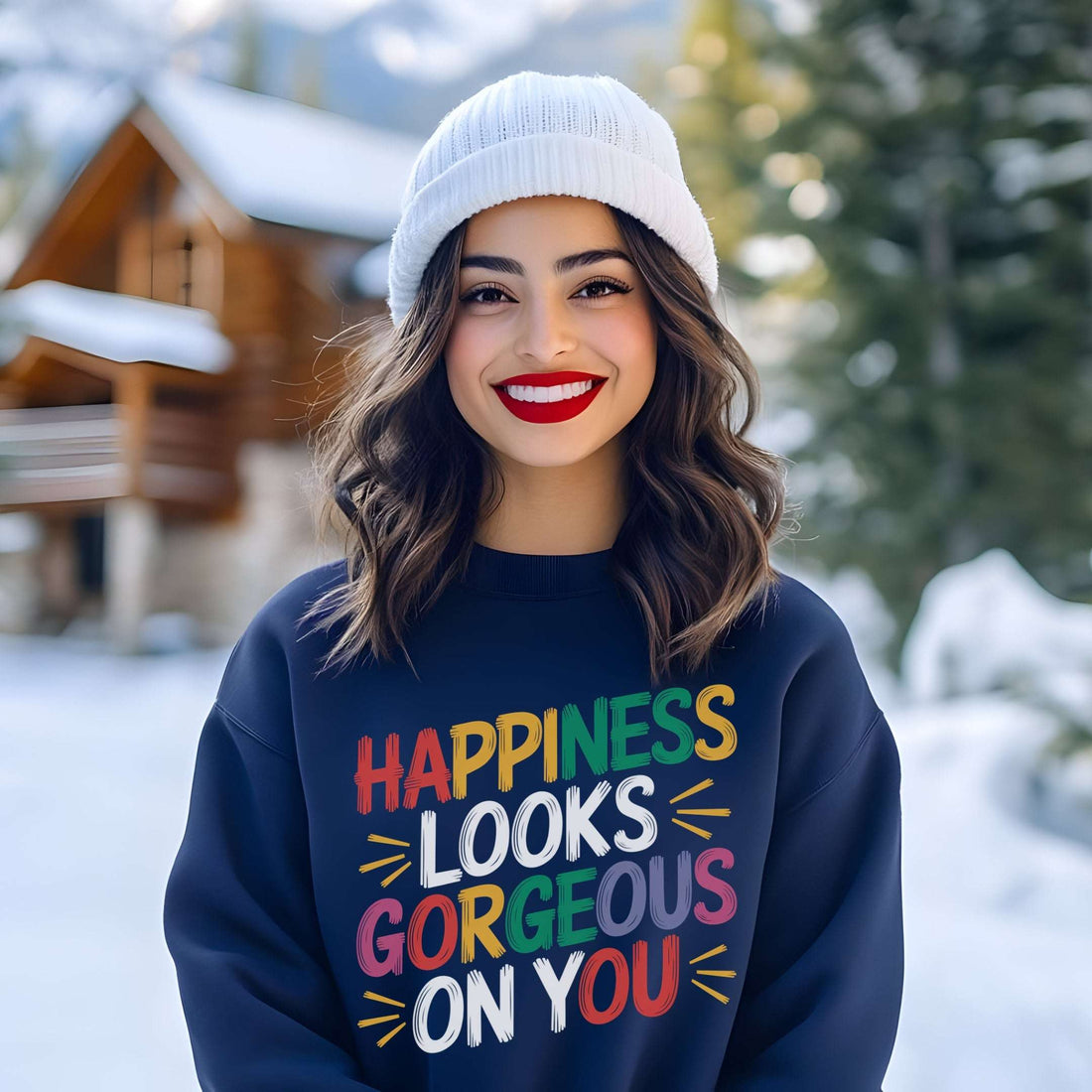 Happiness Looks Gorgeous on You Crewneck Sweatshirt Sweater