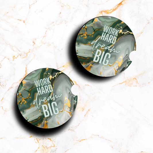Work Hard, Dream Big Car Coaster Set (2-Pack)