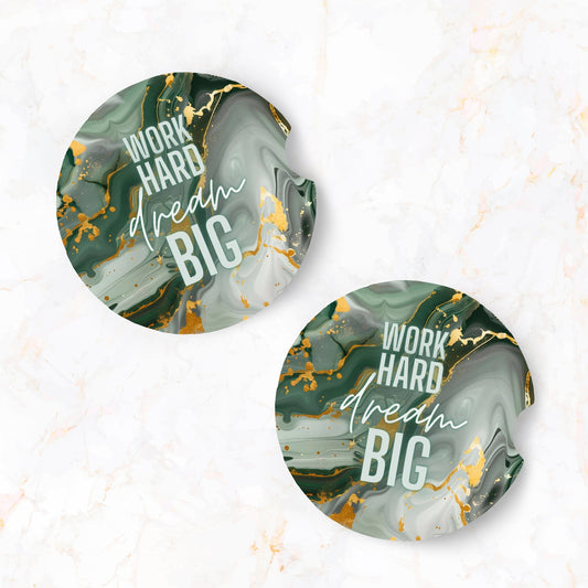 Work Hard, Dream Big Car Coaster Set (2-Pack)