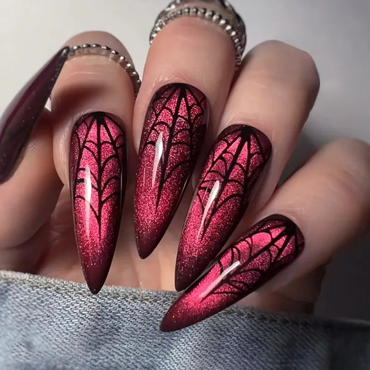 Crimson Web • Red Nails • Press-on Nails