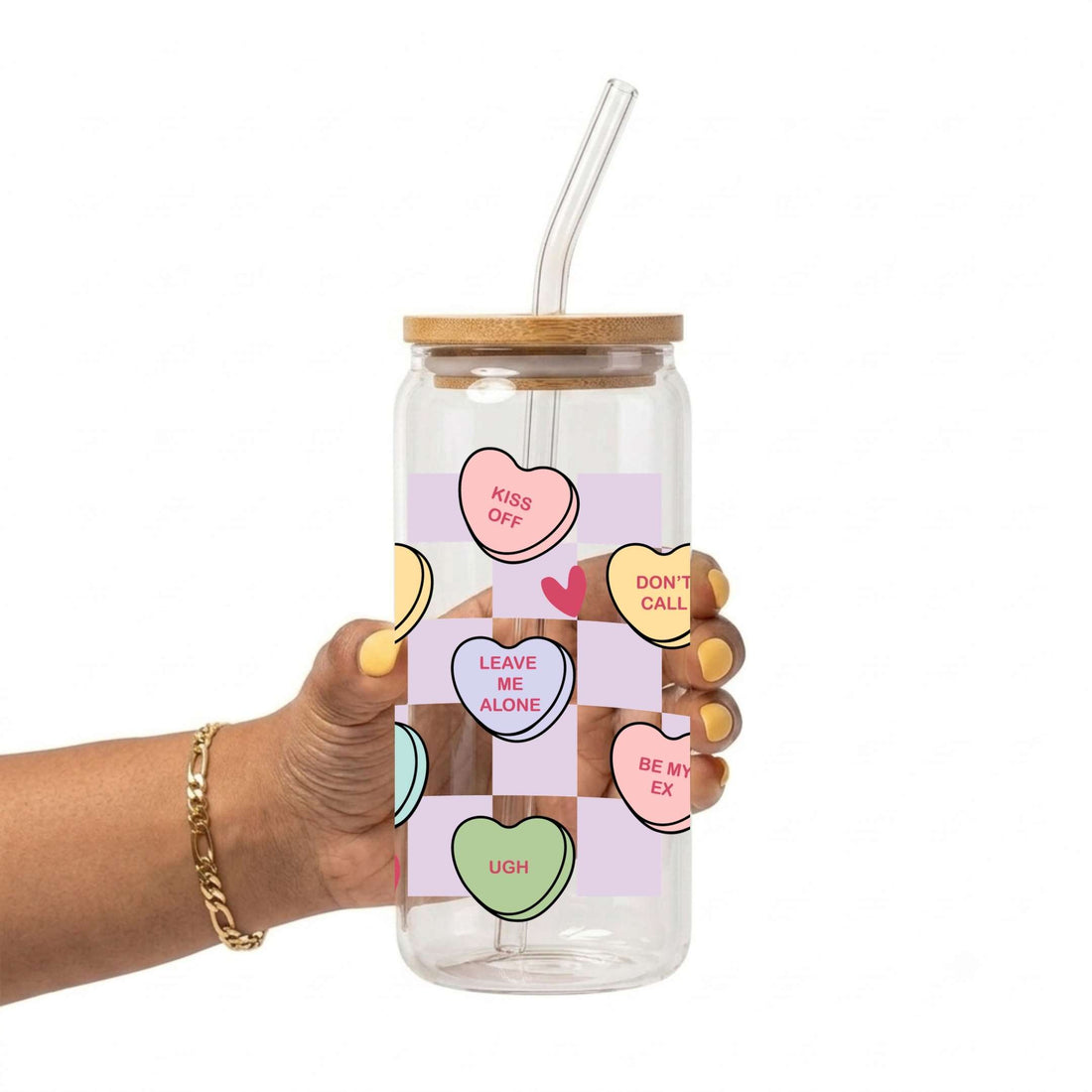 Candy Hearts Glass Cup