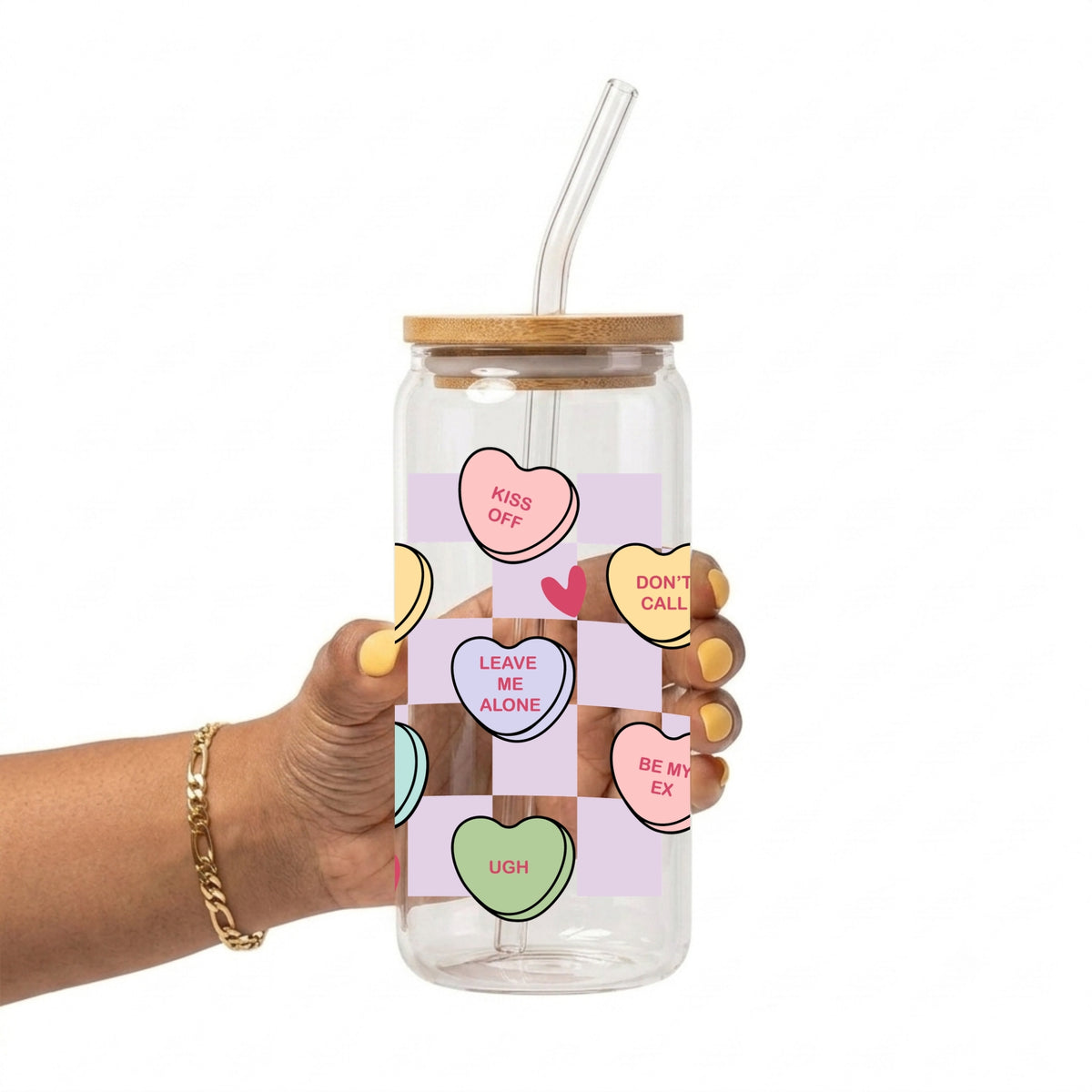 Candy Hearts Glass Cup