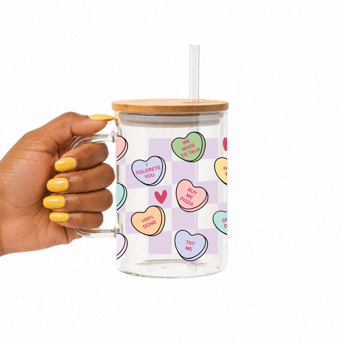 Candy Hearts Glass Cup