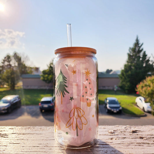 Christmas Trees Beer Glass Can Tumbler • Drinkware