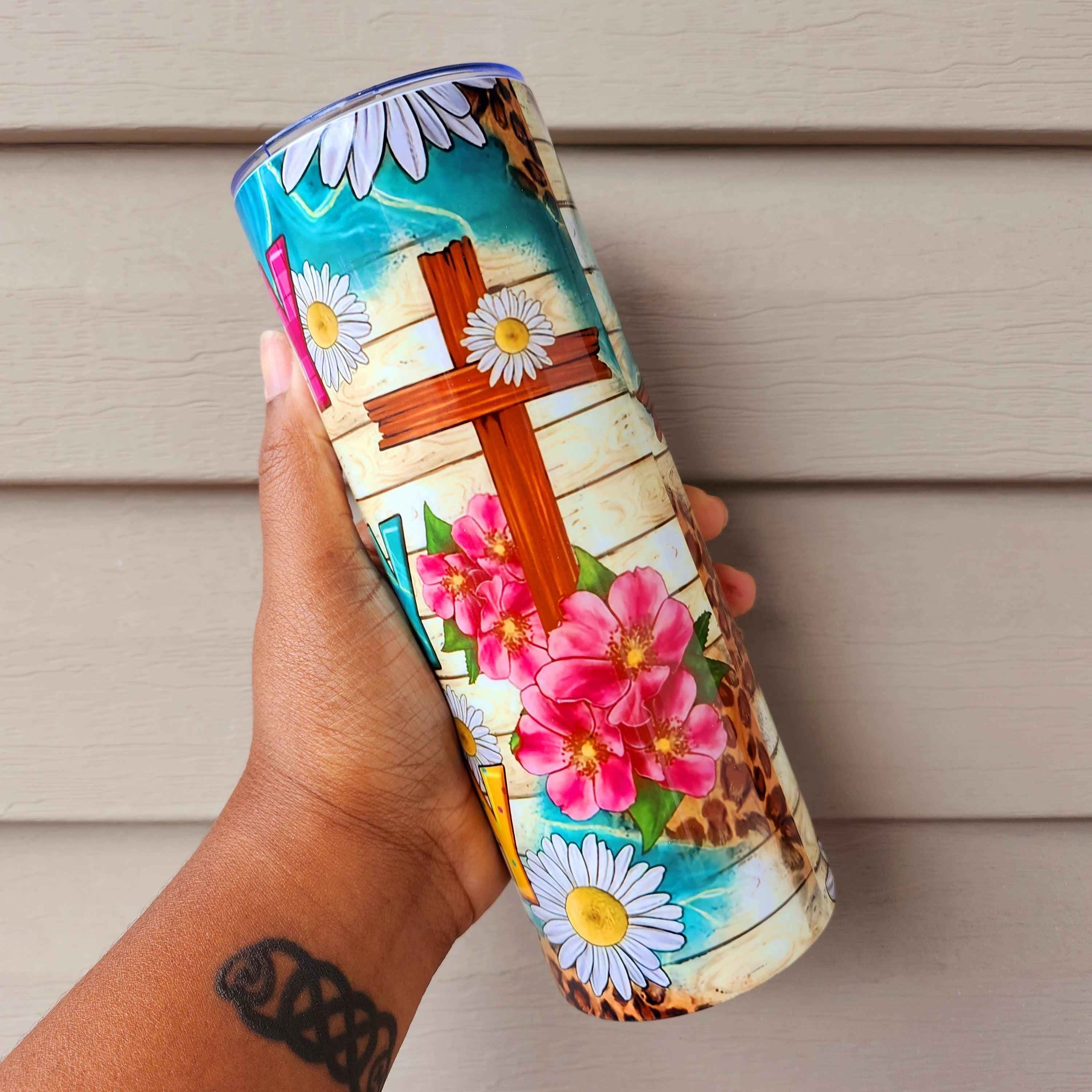 Pray On It Pray Over It Pray Through It Skinny Tumbler • 20 oz Stainless Steel • Drinkware Tumbler