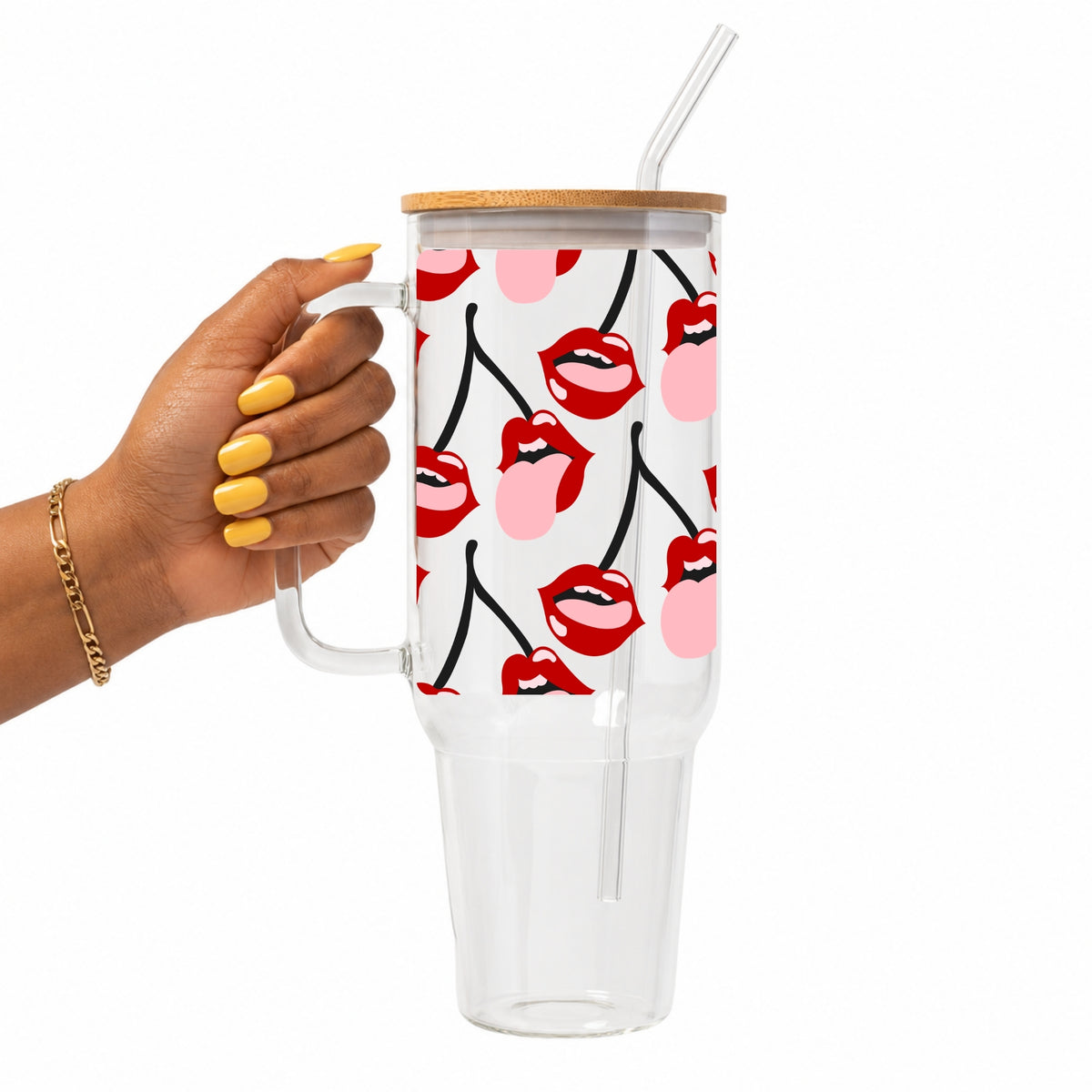 Cherry Lips Glass Cup