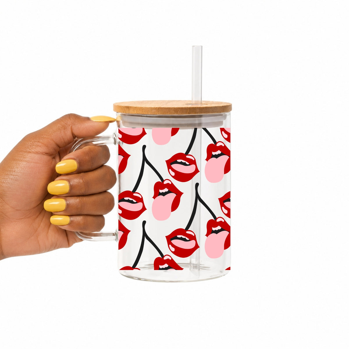 Cherry Lips Glass Cup