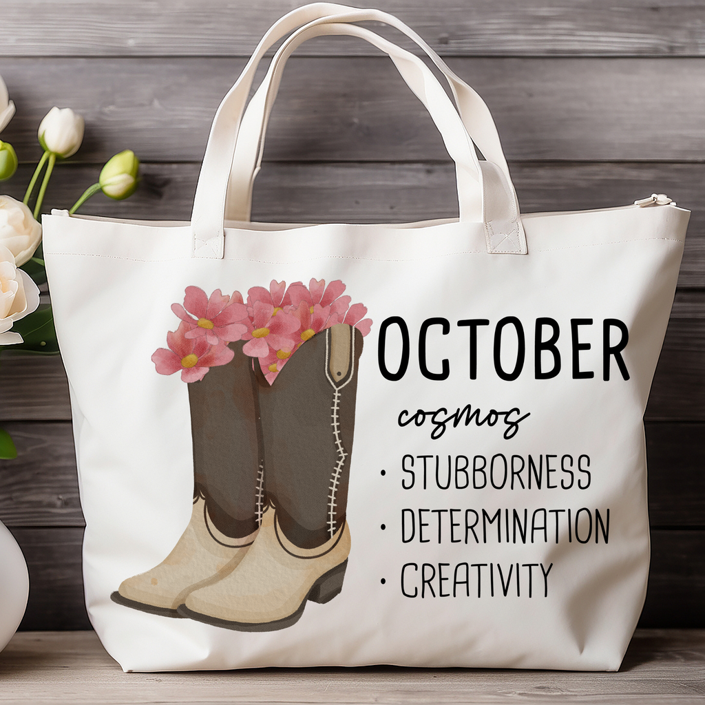 October Bloom & Boot Tote Bag Tote Bag