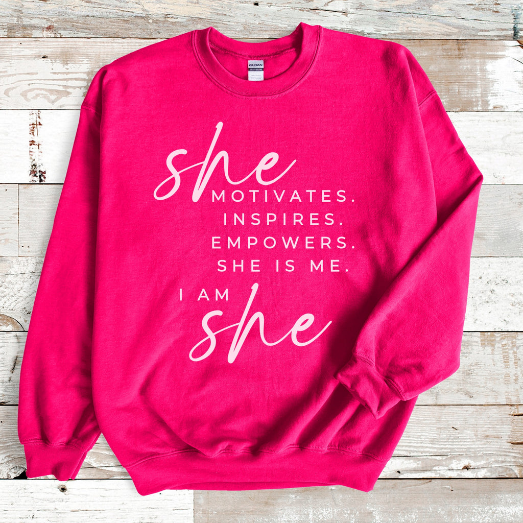 She Motivates Crewneck Sweatshirt