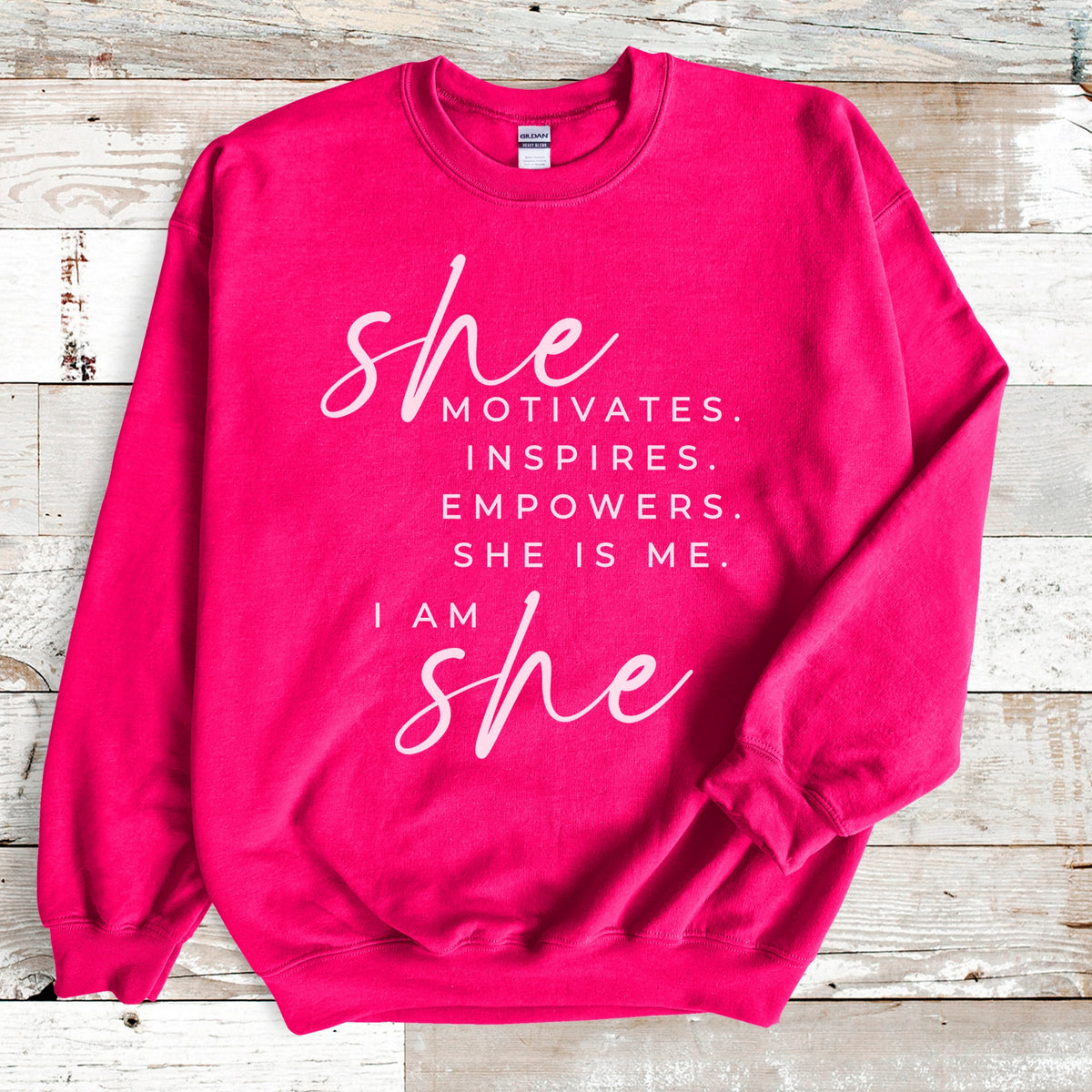 She Motivates Crewneck Sweatshirt