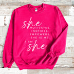 She Motivates Crewneck Sweatshirt