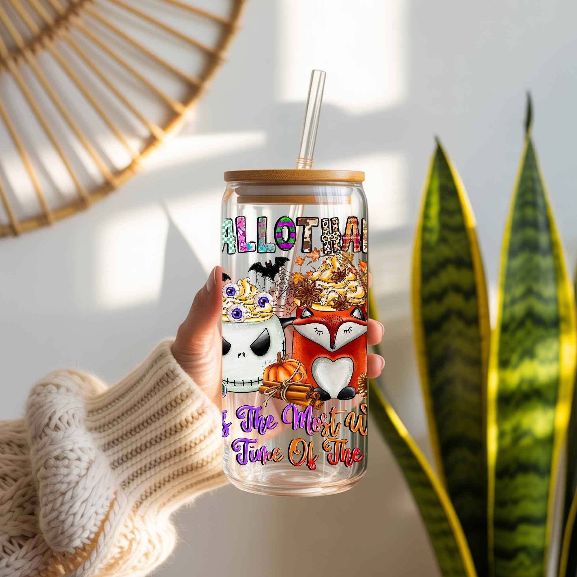 Happy Hallothanksmas Cup With Lid and Straw