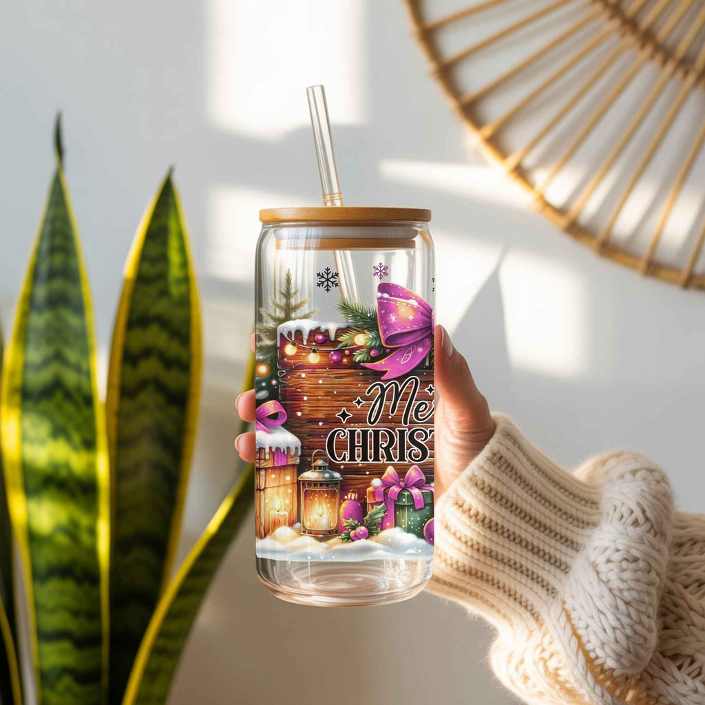 Merry Christmas Cup With Lid and Straw