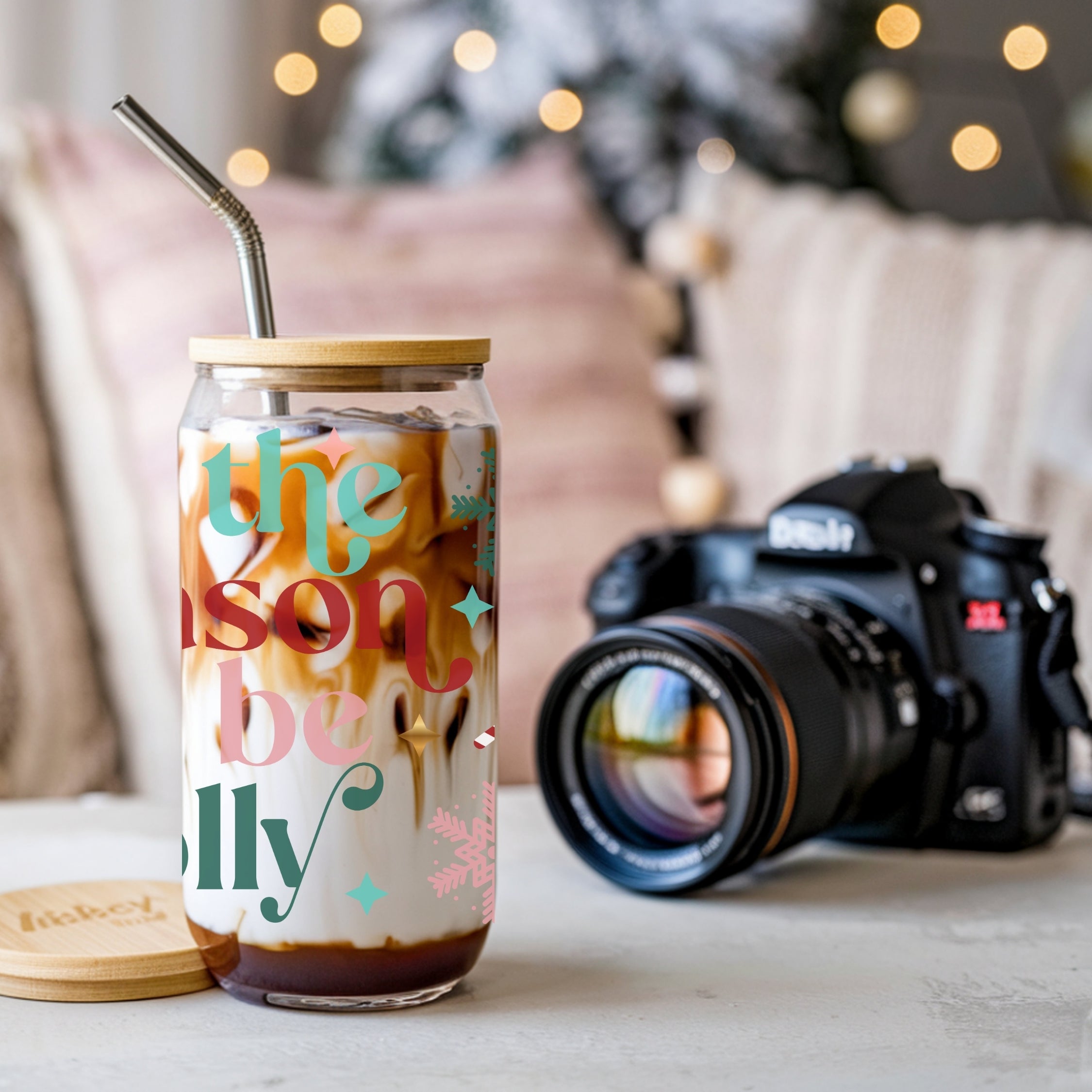 Tis The Season To Be Jolly Cup With Lid And Straw