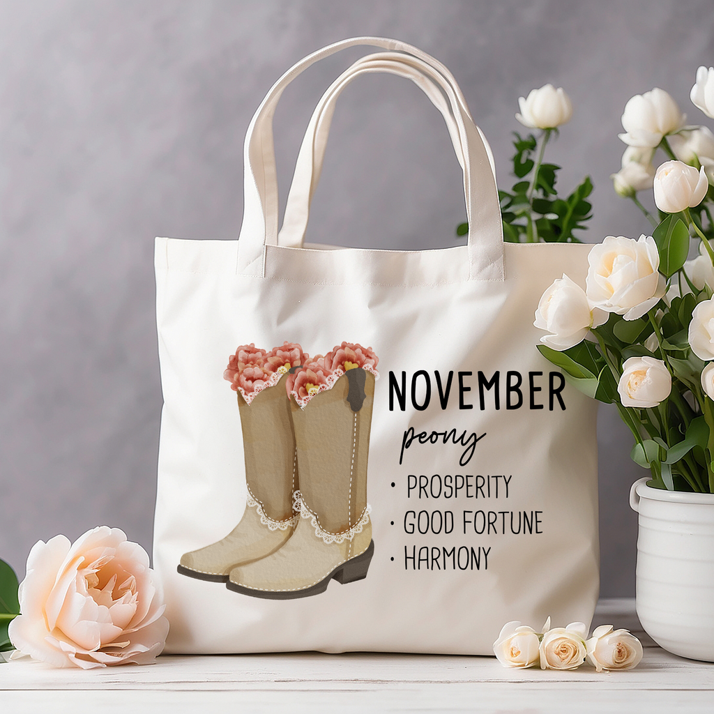 November Bloom & Boot Tote Bag Tote Bag
