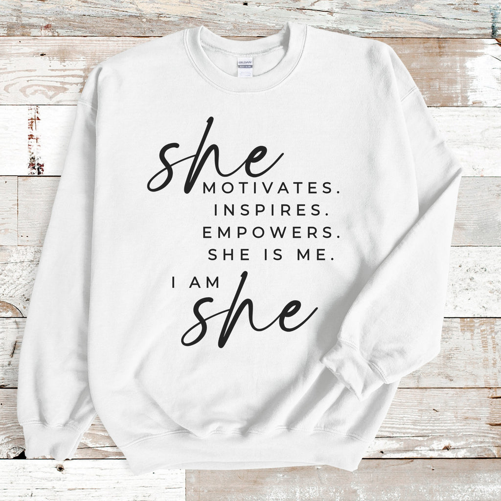 She Motivates Crewneck Sweatshirt