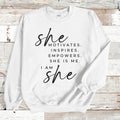 She Motivates Crewneck Sweatshirt