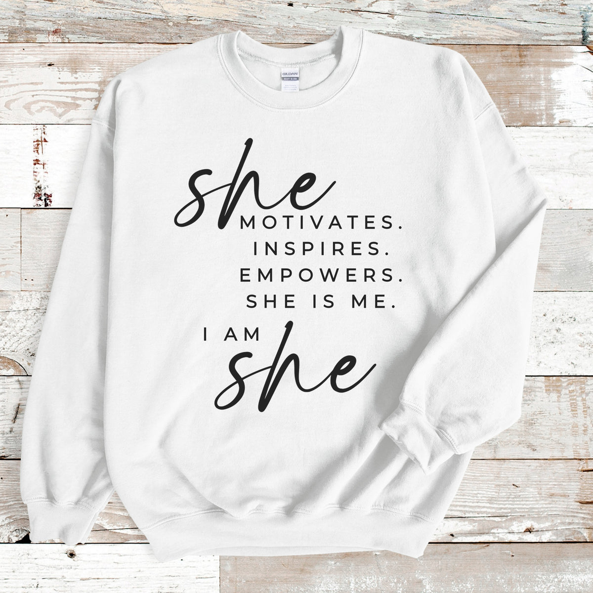 She Motivates Crewneck Sweatshirt