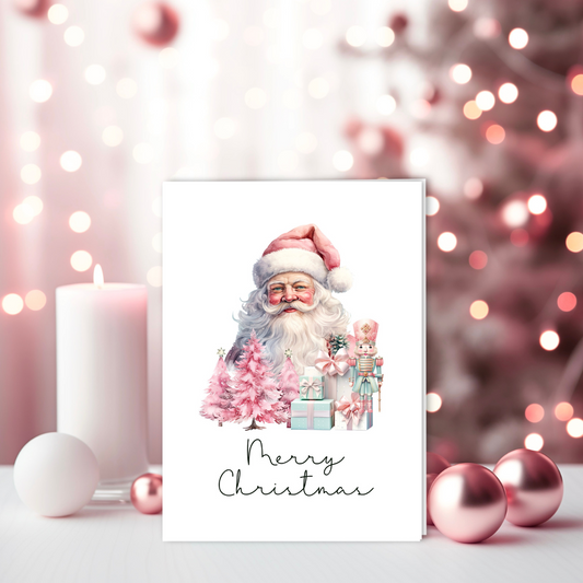 Santa's Pink North Pole Greeting Card