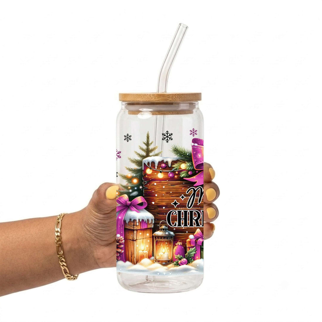 Merry Christmas Glass Cup