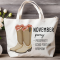 November Bloom & Boot Tote Bag Tote Bag