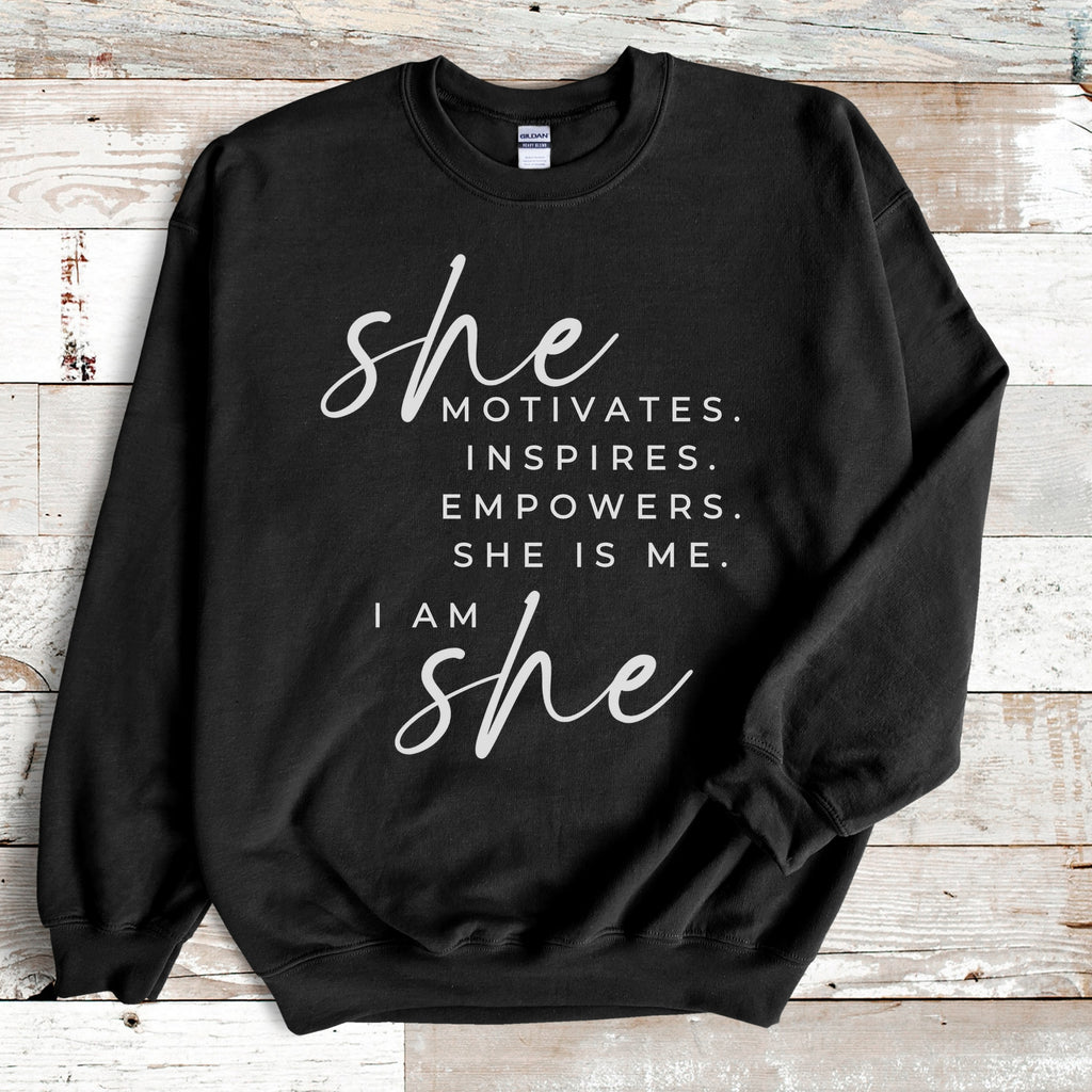 She Motivates Crewneck Sweatshirt