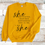 She Motivates Crewneck Sweatshirt