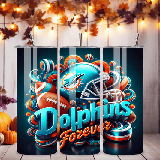 Dolphins Forever Skinny Tumbler • 20 oz Stainless Steel • Drinkware