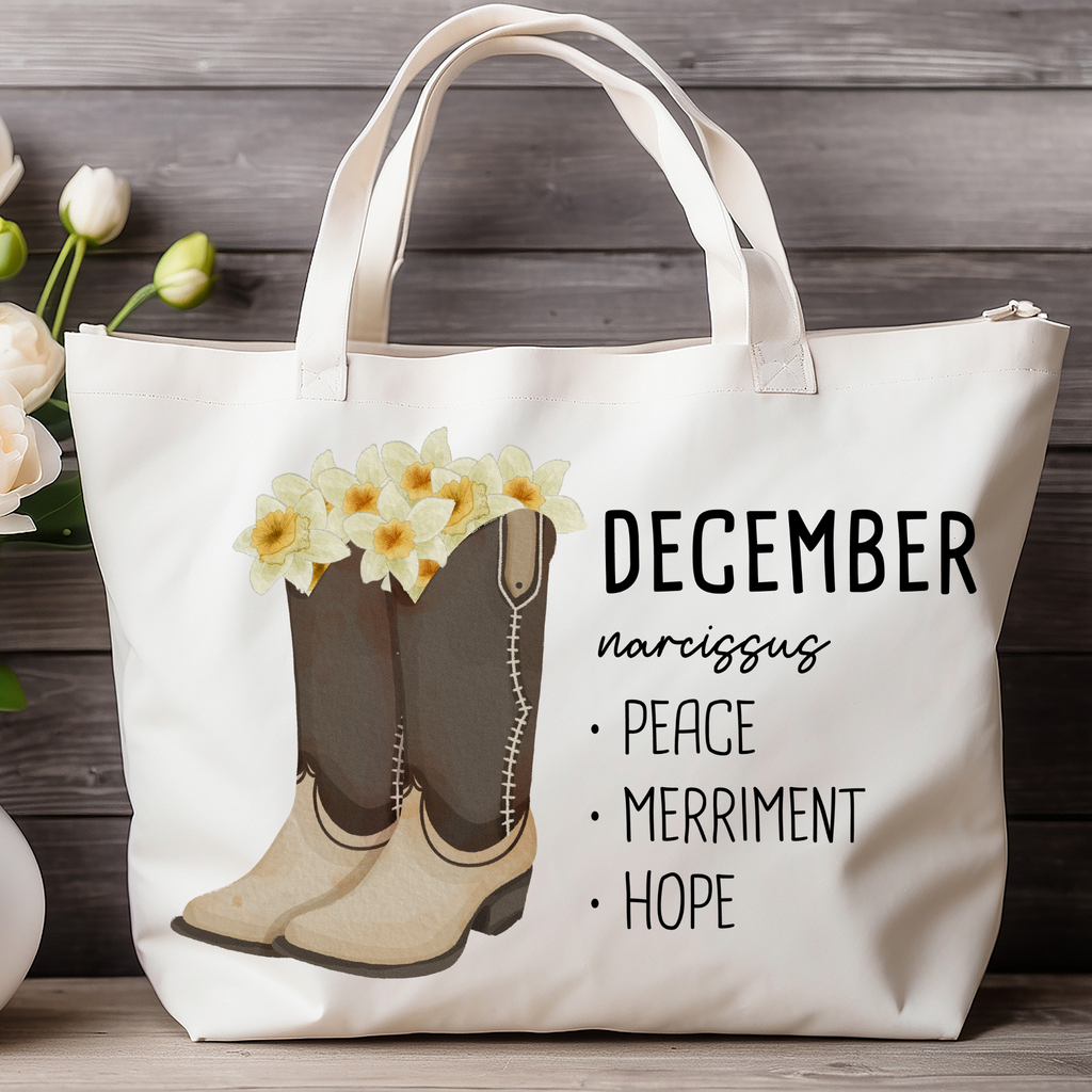 December Bloom & Boot Tote Bag Tote Bag