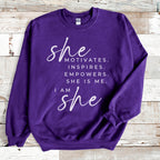 She Motivates Crewneck Sweatshirt