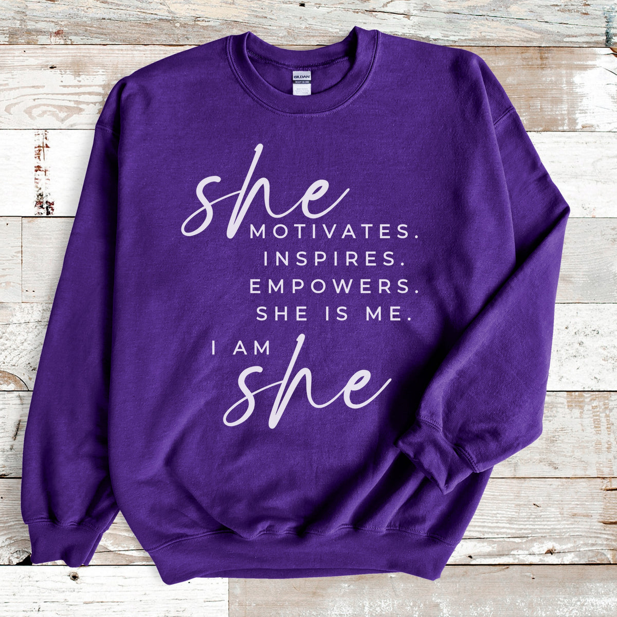 She Motivates Crewneck Sweatshirt