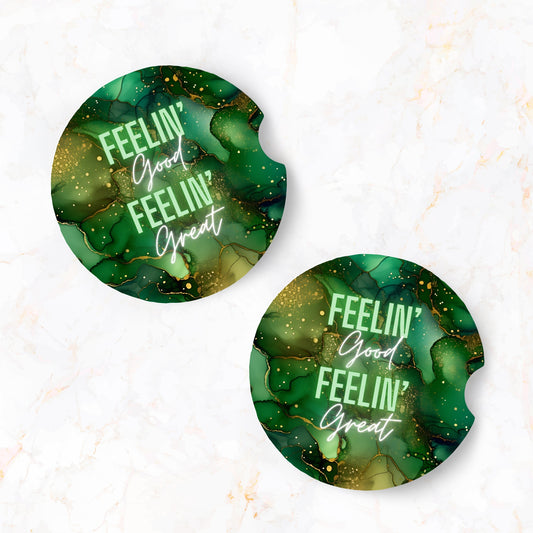 Feelin' Good Feelin' Great Car Coaster Set (2-Pack)