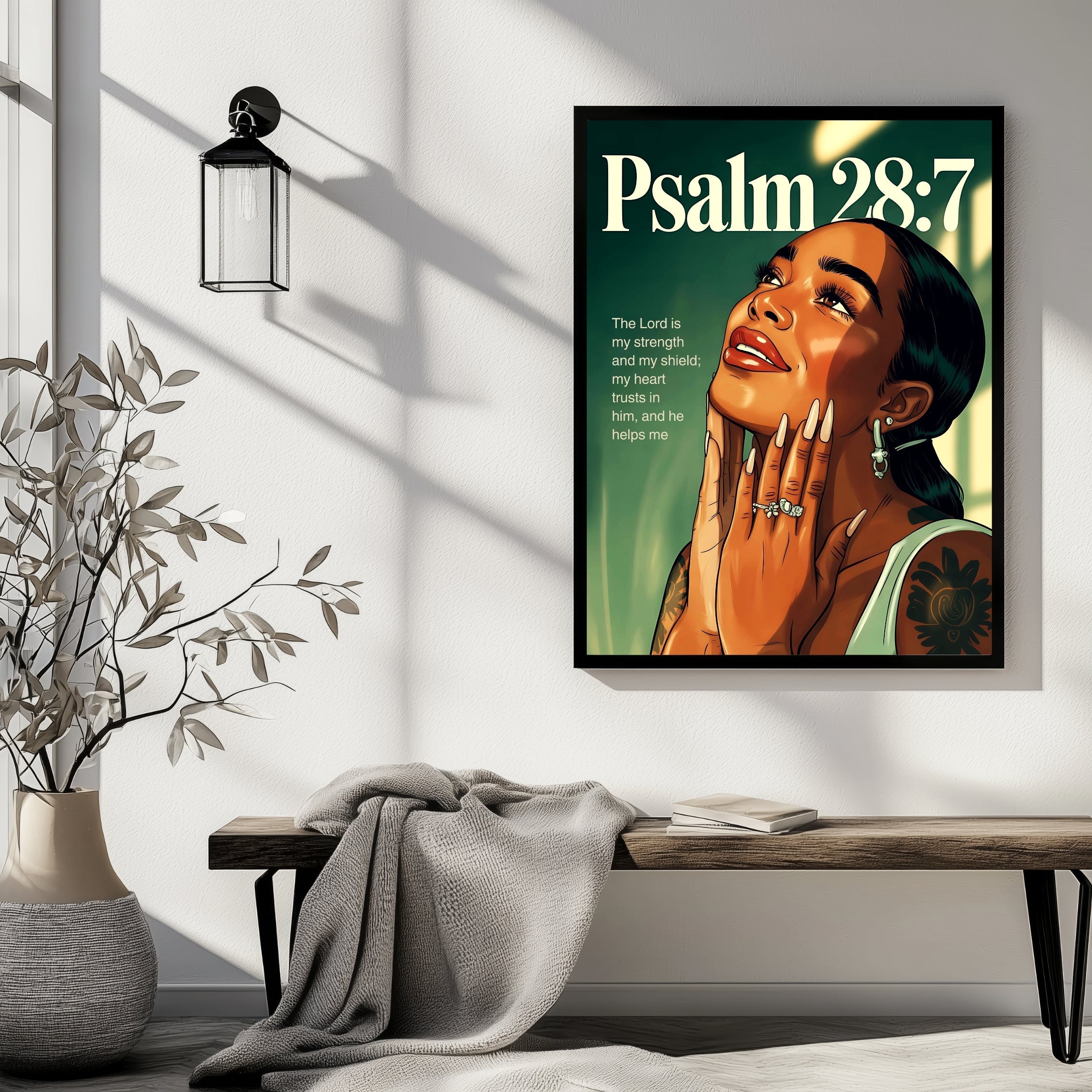 Psalm 28:7 – The Lord Is My Strength Christian Wall Art Print
