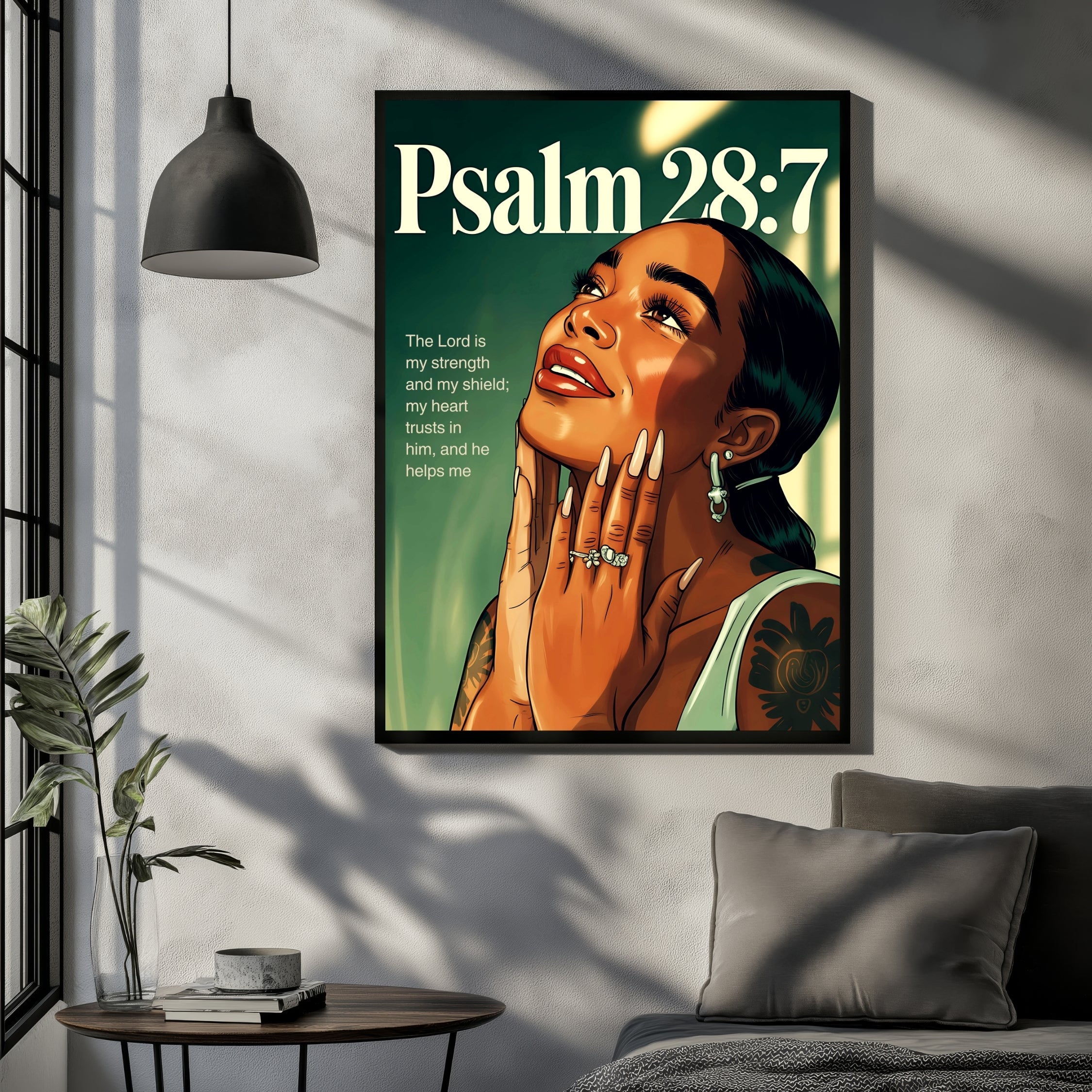 Psalm 28:7 – The Lord Is My Strength Christian Wall Art Print