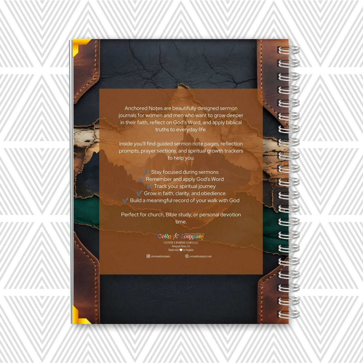 Anchored Notes Sermon Notebook for Men | 8x10" CoRo & Company