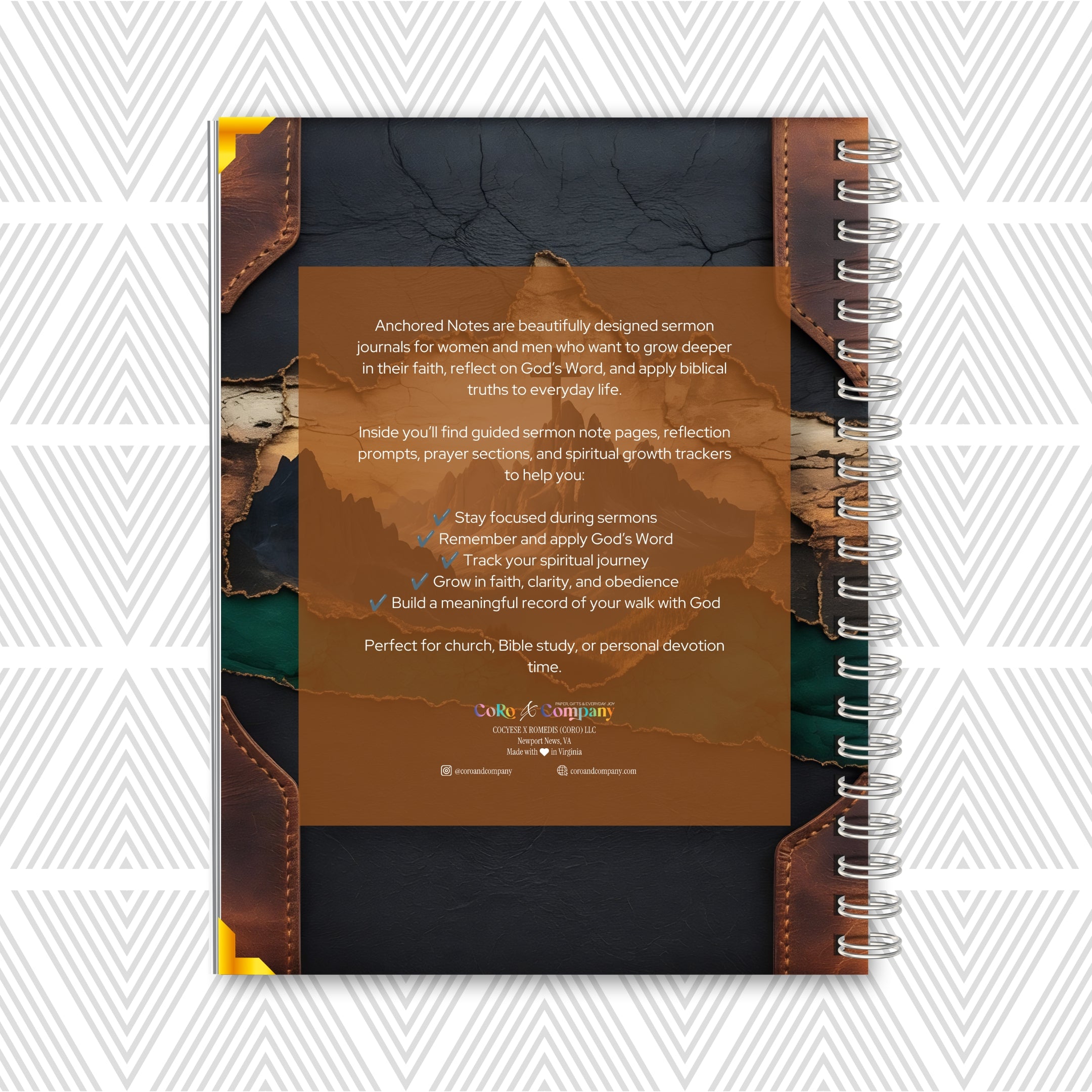 Anchored Notes Sermon Journal for Men | 8x10"