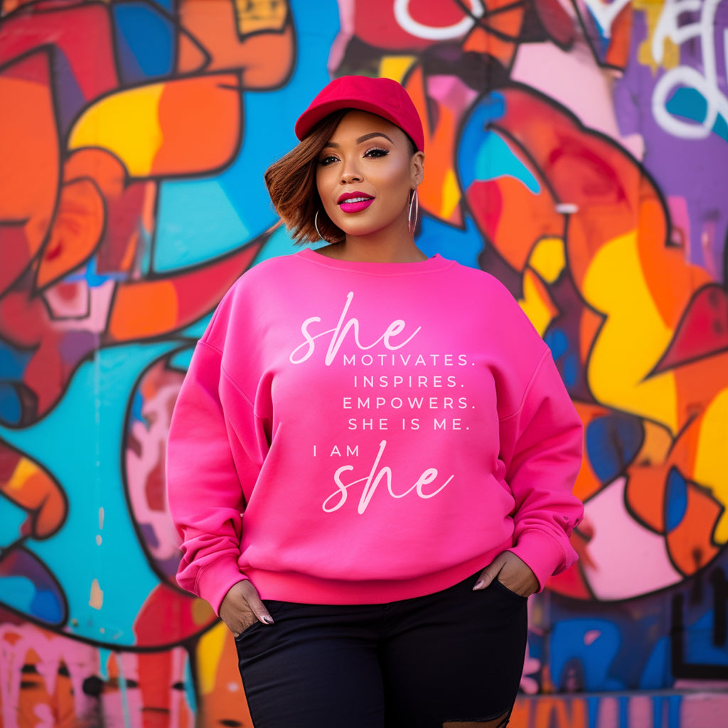 She Motivates Crewneck Sweatshirt