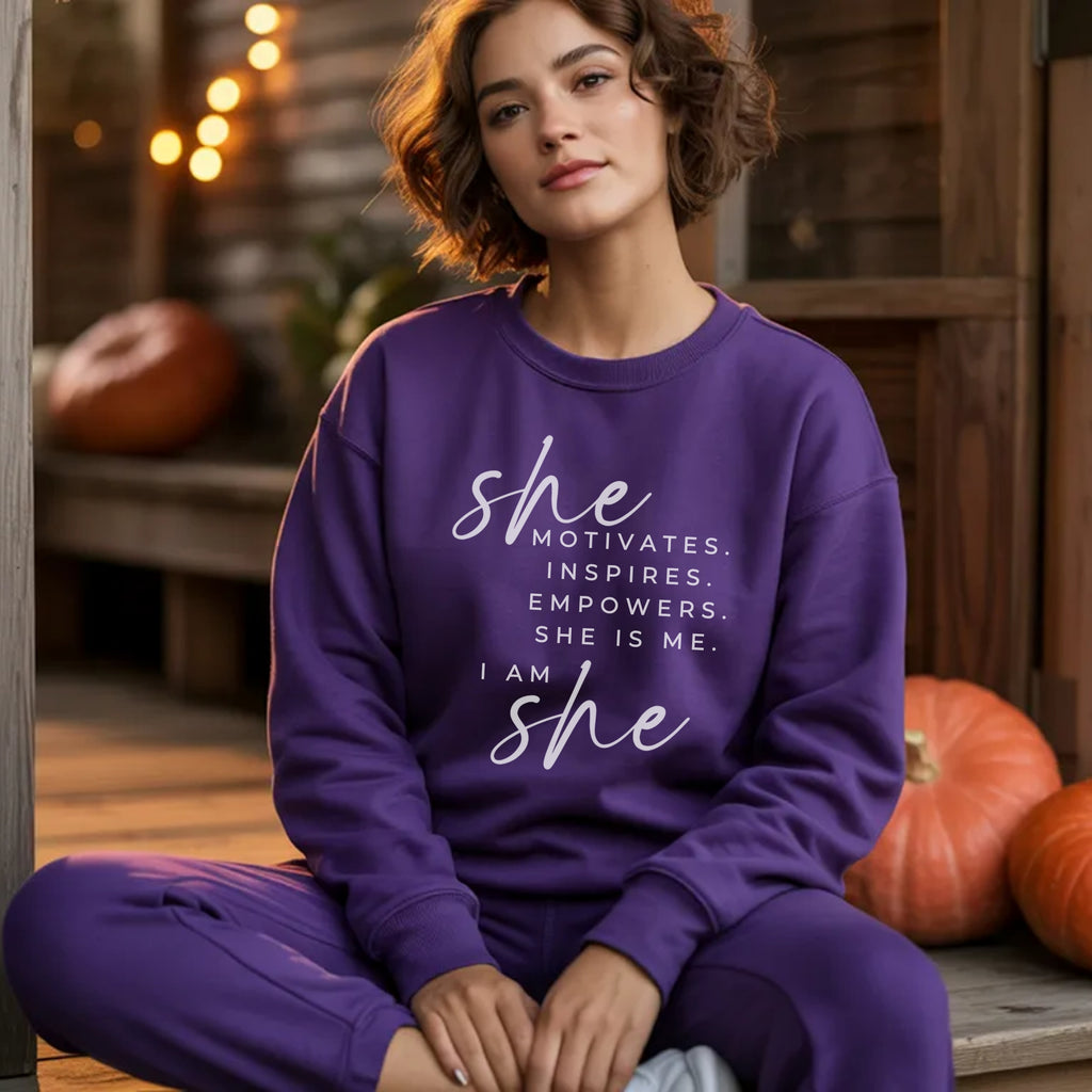 She Motivates Crewneck Sweatshirt
