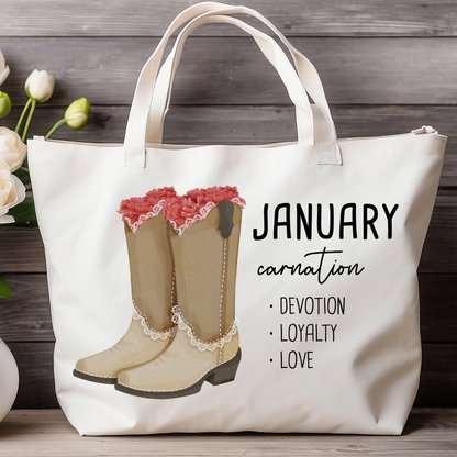 January Bloom & Boot Tote Bag