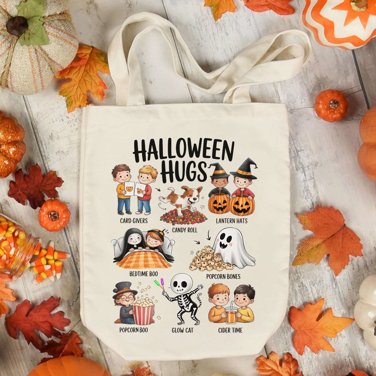 Halloween Hugs Tote Bag | Wholesome Halloween Bag Tote Bag