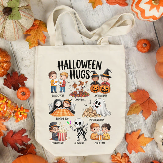 Halloween Hugs Tote Bag | Wholesome Halloween Bag Tote Bag